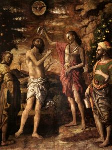 Andrea Mantegna (c.1431–1506), "The Baptism of Christ," Church of Sant Andrea, Mantua, Italy (Wikimedia Commons).